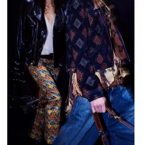 NWT R13 Boy Straight Jeans 24/25/26/27 Gold Orange Ikat - Picture 3 of 11